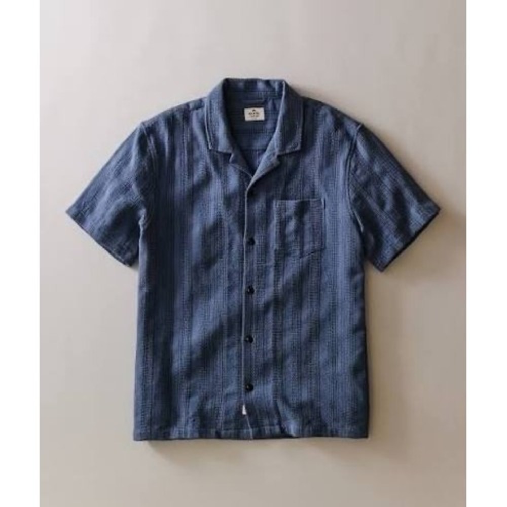 Marine Layer Dobby Resort Shirt Navy Large New With Tags
